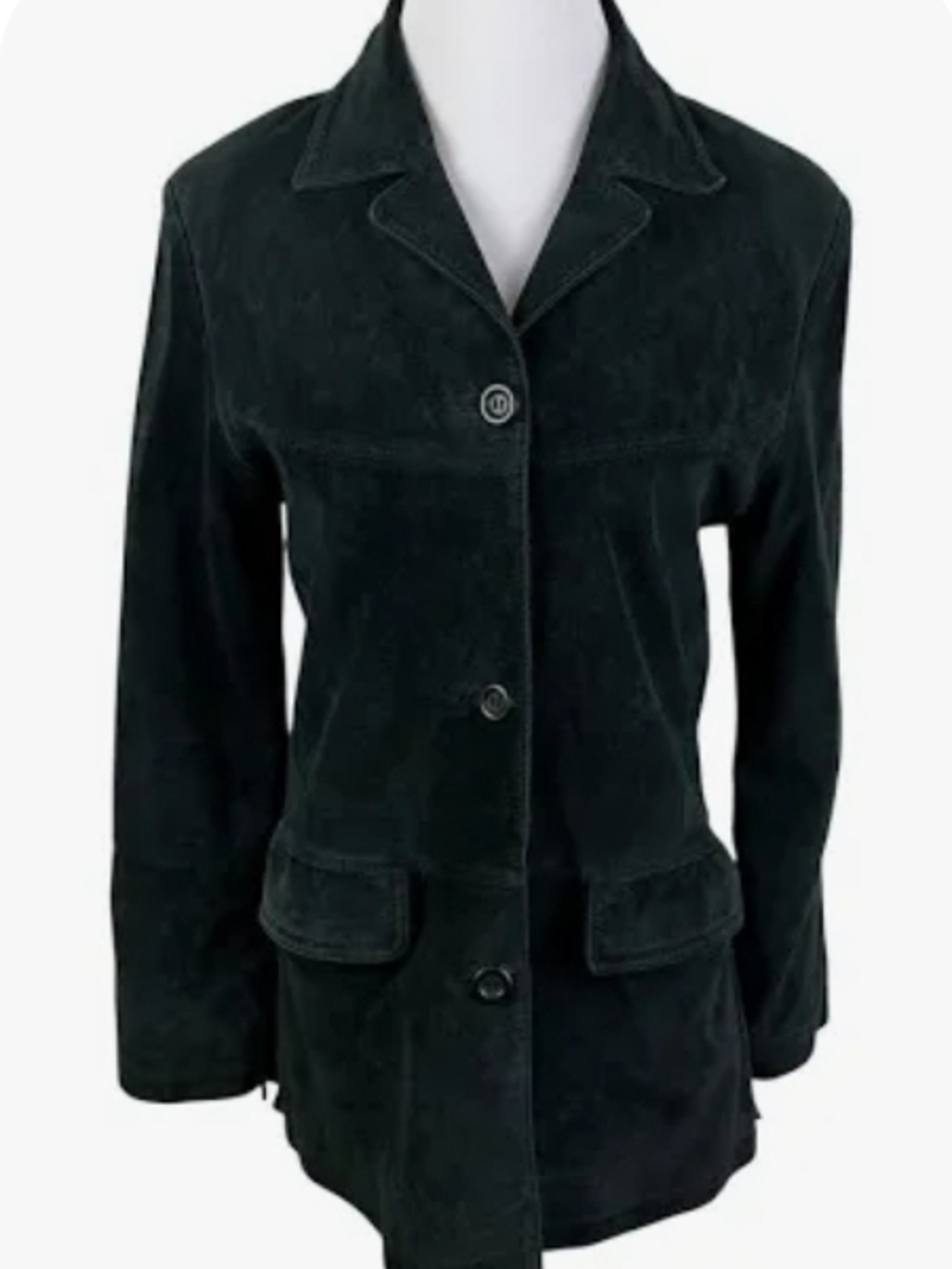 Vintage Jessica Holbrook Washable Suede Black Leather Jacket
